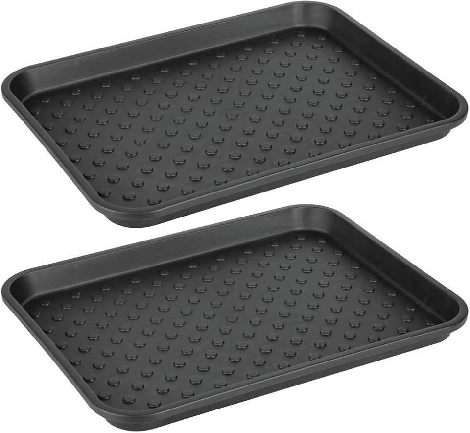 Plastic Under Sink Mat Tray, 17" x 13", Black, Set of 2