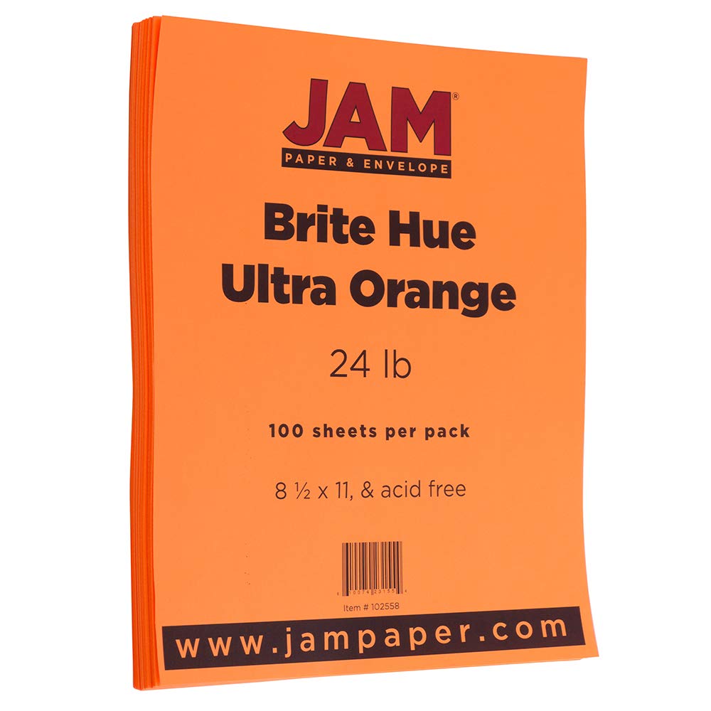 Orange 8.5 x 11 Colored Paper, 100 Sheets