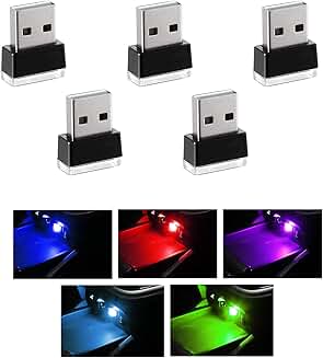 Set of 5 USB LED Interior Car Lights