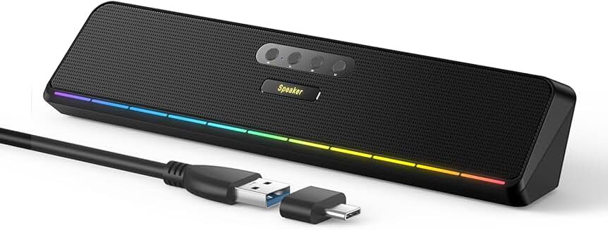 Wired USB Mini Sound Bar with Stereo Sound and LED