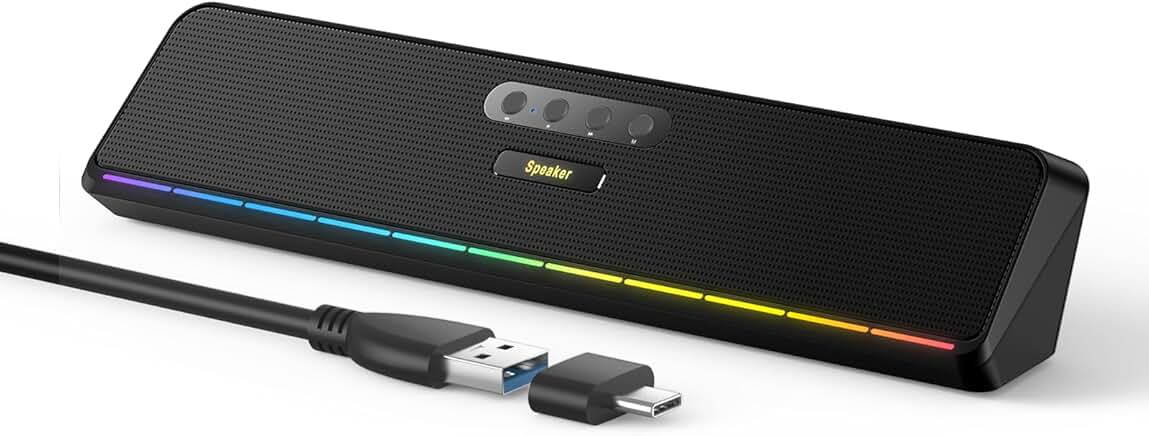 Wired USB Mini Sound Bar with Stereo Sound and LED