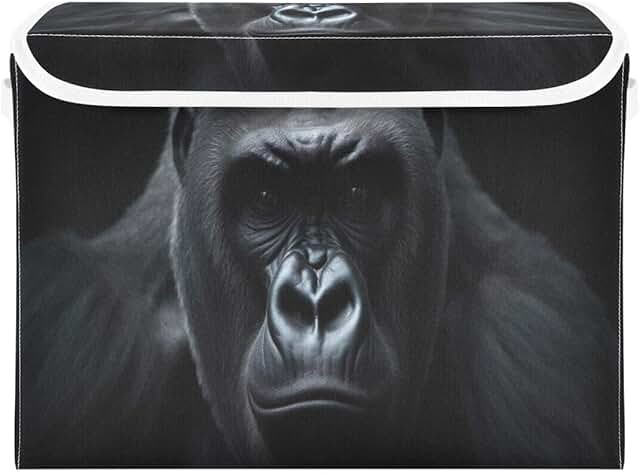 Large Black Collapsible Storage Basket with Lid and Handle