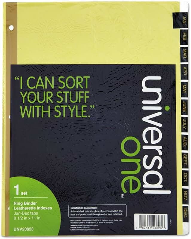 Deluxe Leather-Like Jan-Dec Tab Dividers with Gold Printing
