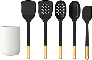 6-Piece Kitchen Utensil Set with Silicone Spatula and Crock