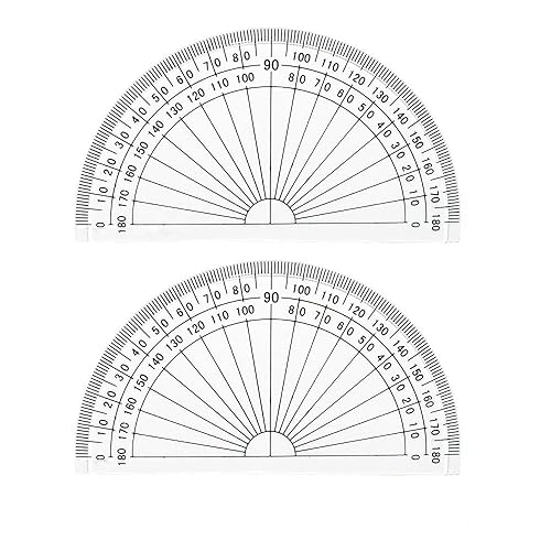Pack of 2 clear 4-inch plastic protractors