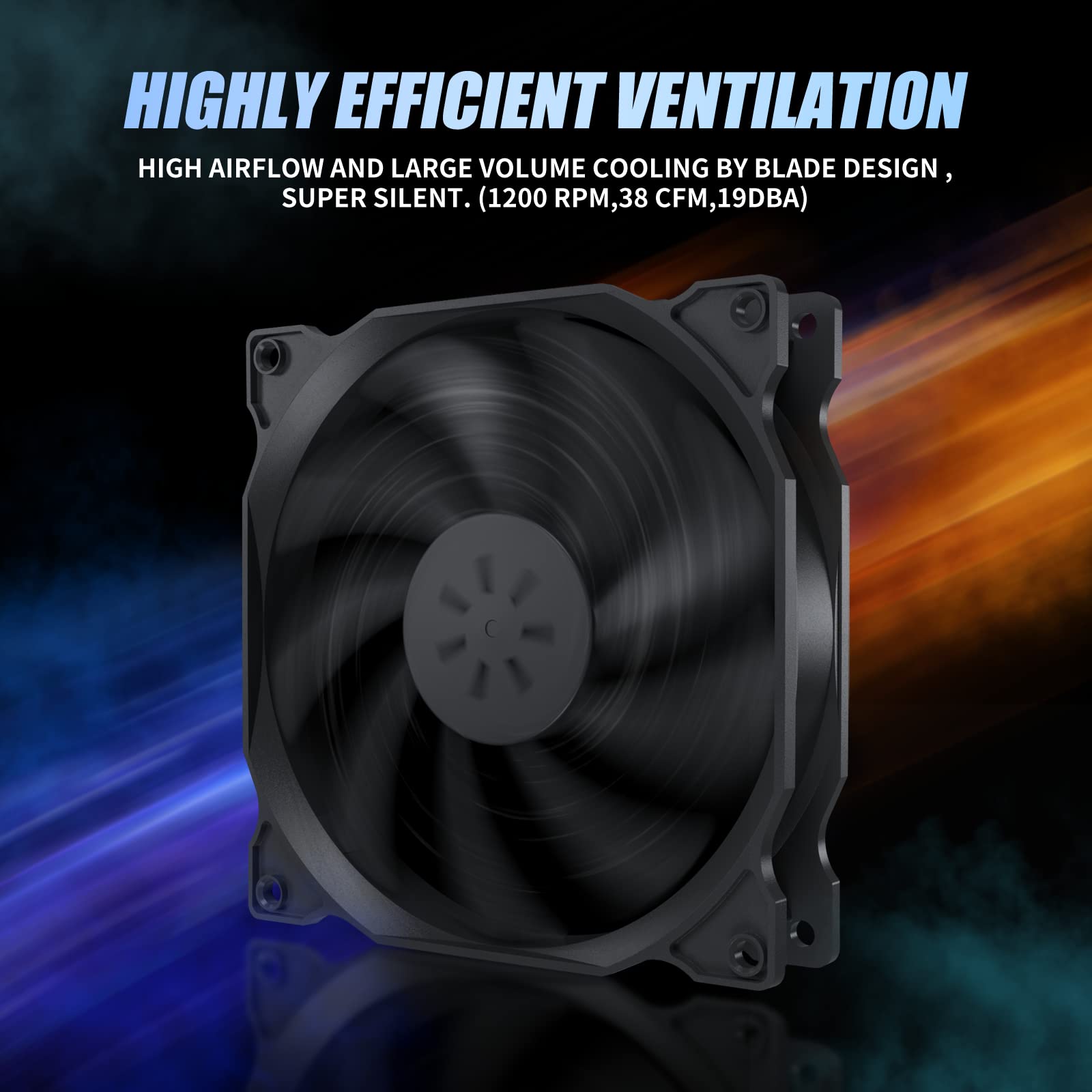 3-Pack Long Life Computer Case Fan 120mm Cooling Case Fan for Computer Cases Cooling,12BK3-3