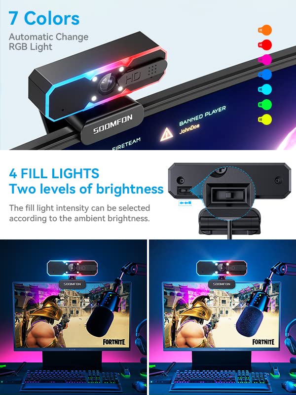 (with Gaming 1080P Webcam) USB Microphone with Gaming 1080P Webcam with RGB Light in Bundle