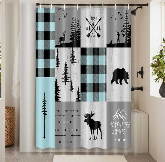 Rustic Cabin Lodge Shower Curtain 48x70 Inches