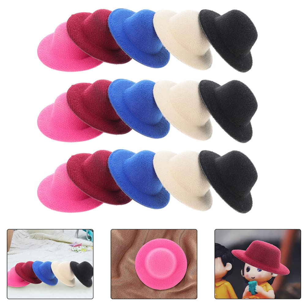 Miniature Formal Doll Hats, 5 Colors, Pack of 15