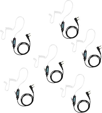 6 Pack Walkie Talkie Earpiece with Mic and Acoustic Tube