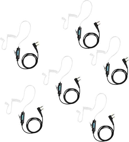 6 Pack Walkie Talkie Earpiece with Mic and Acoustic Tube