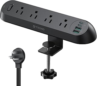 Desk Clamp Power Strip with USB and Surge Protection