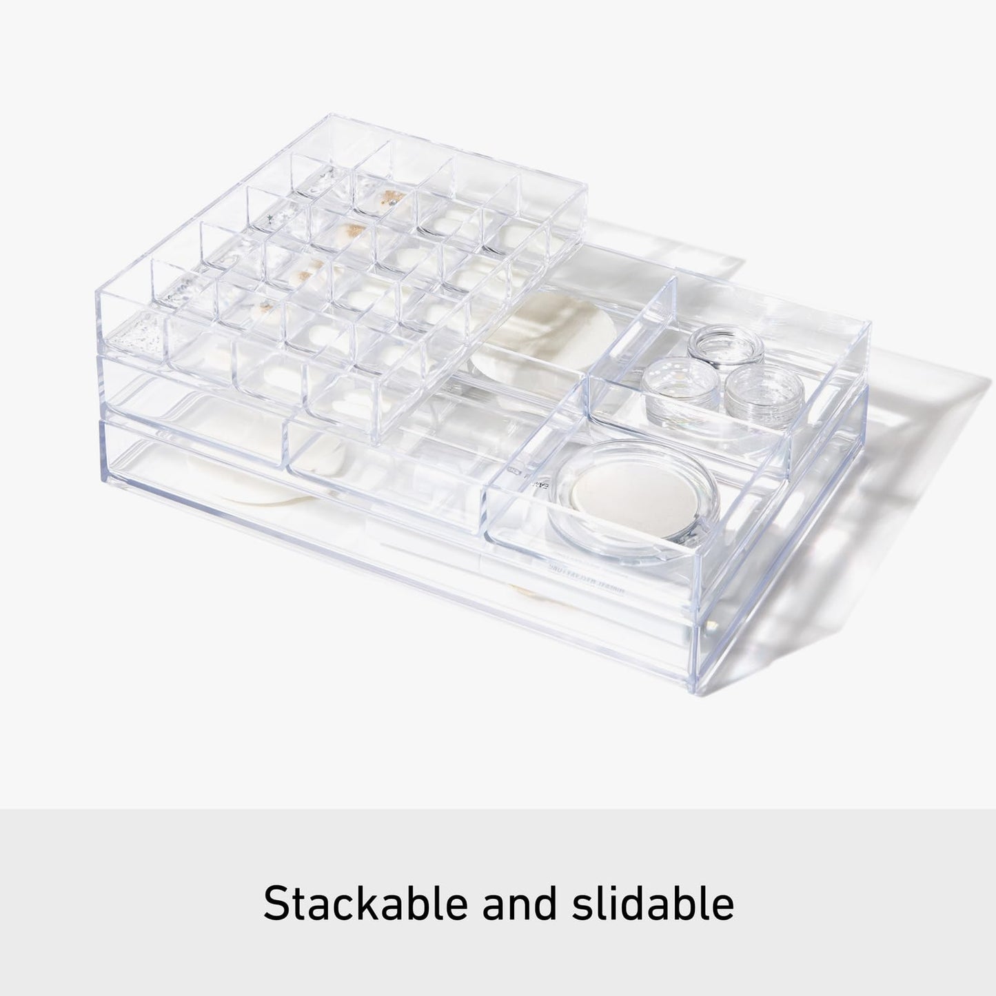 Stackable A6 Drawer Organizer, 20 Divides, Clear
