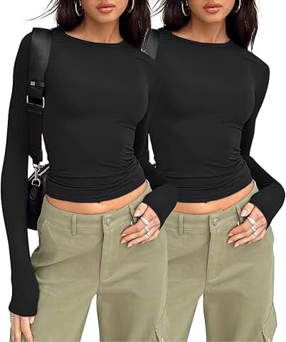 Two-Piece Long Sleeve Casual Fitted Shirts for Women