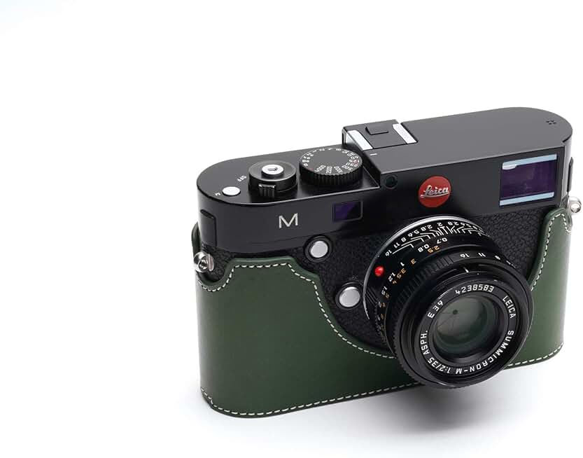 Handmade Genuine Leather Half Camera Case with Hand Strap