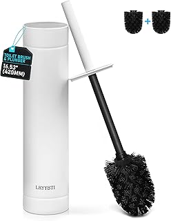 Stainless Steel Toilet Brush with Holder and Black Bristles