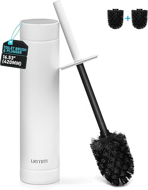 Stainless Steel Toilet Brush with Holder and Black Bristles