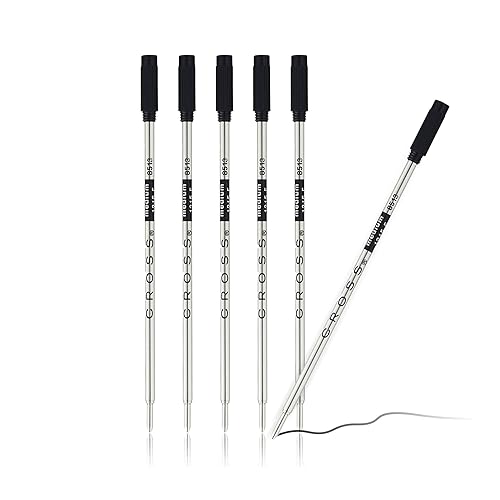 Black Ink Ballpoint Pen Refills, Medium Point, 6 Pack