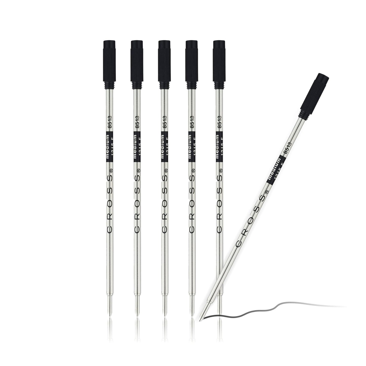 Black Ink Ballpoint Pen Refills, Medium Point, 6 Pack