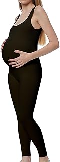 Maternity Yoga Romper with Ribbed Fabric and Square Neck