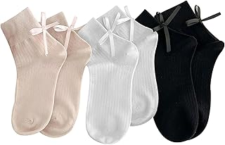 Set of three soft cotton bow socks for girls