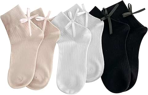 Set of three soft cotton bow socks for girls