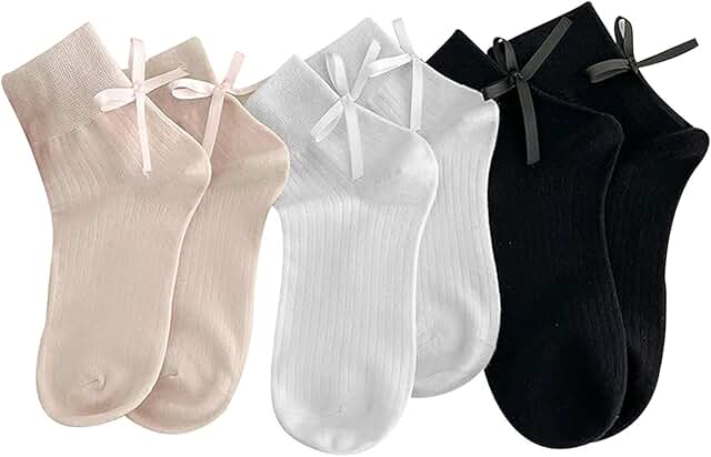 Set of three soft cotton bow socks for girls