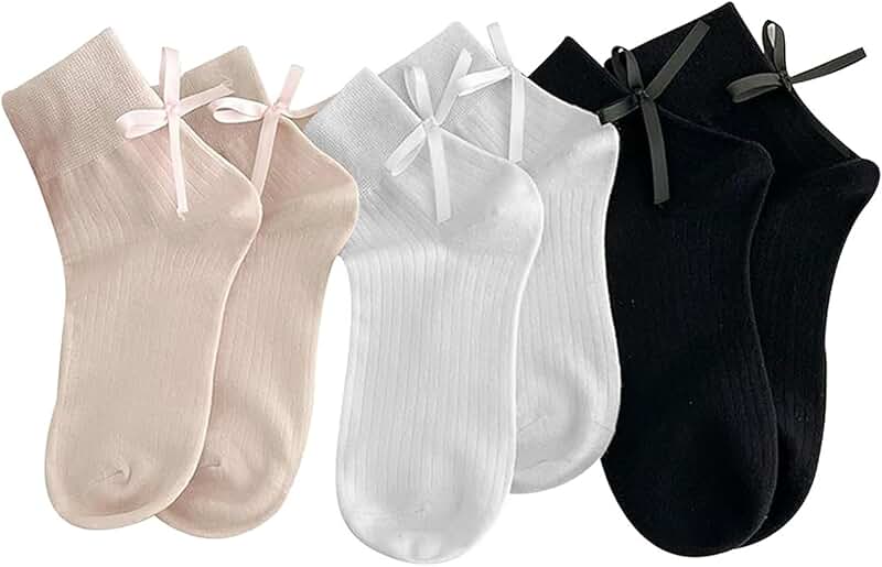 Set of three soft cotton bow socks for girls