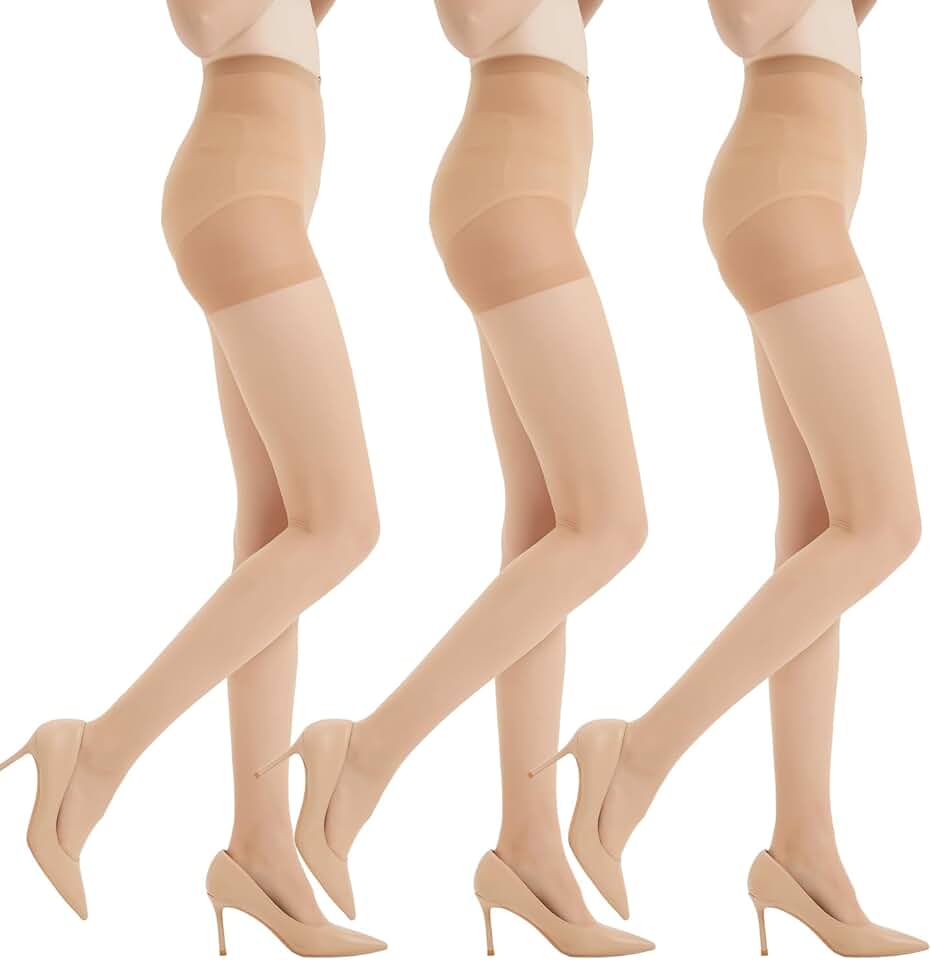 Three Pairs of Women's Sheer 20D Black Tights