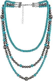 Layered Turquoise Beaded Necklace for Women
