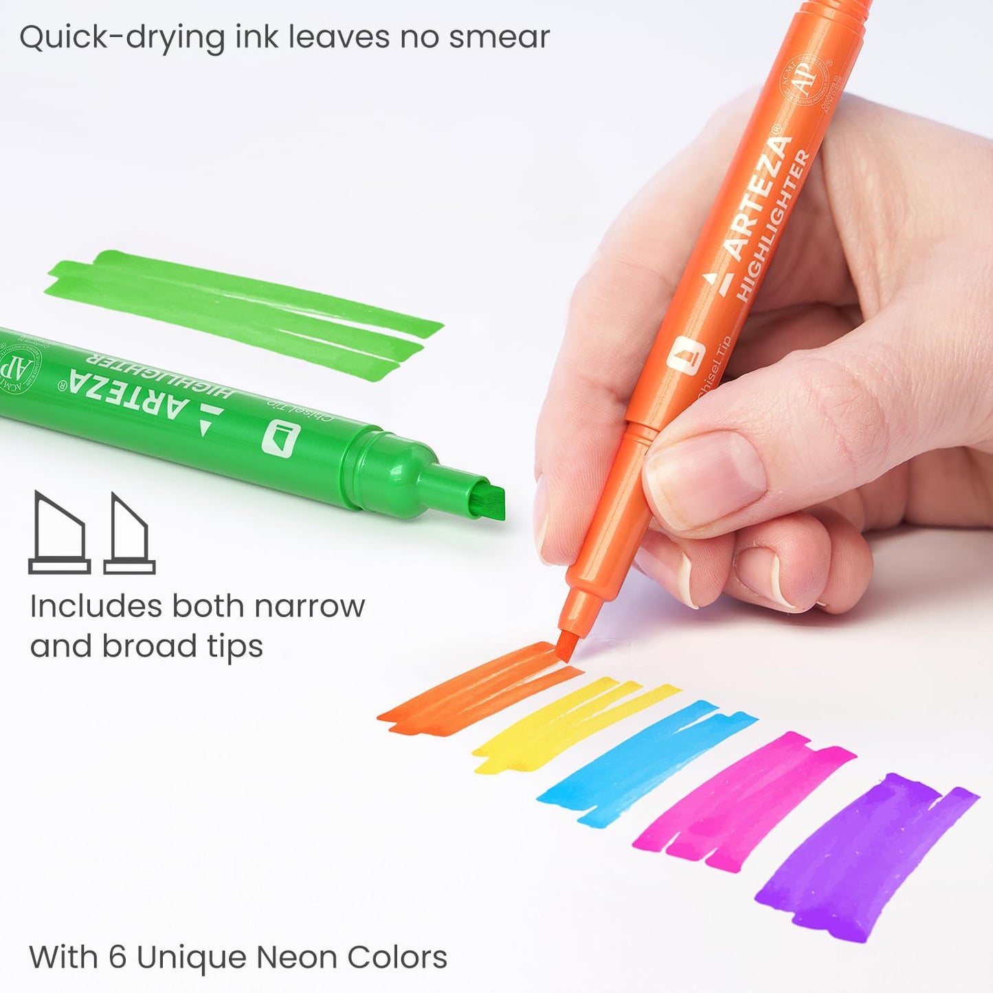 Set of 60 Assorted Color Highlighters with Wide and Narrow Tips
