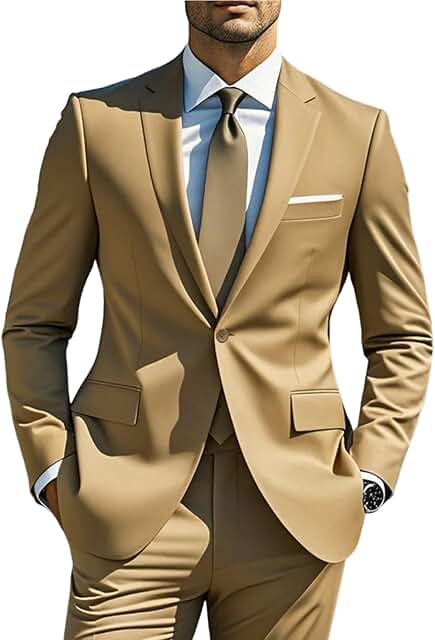 Men's Regular Fit 2-Piece Suit for Formal Events
