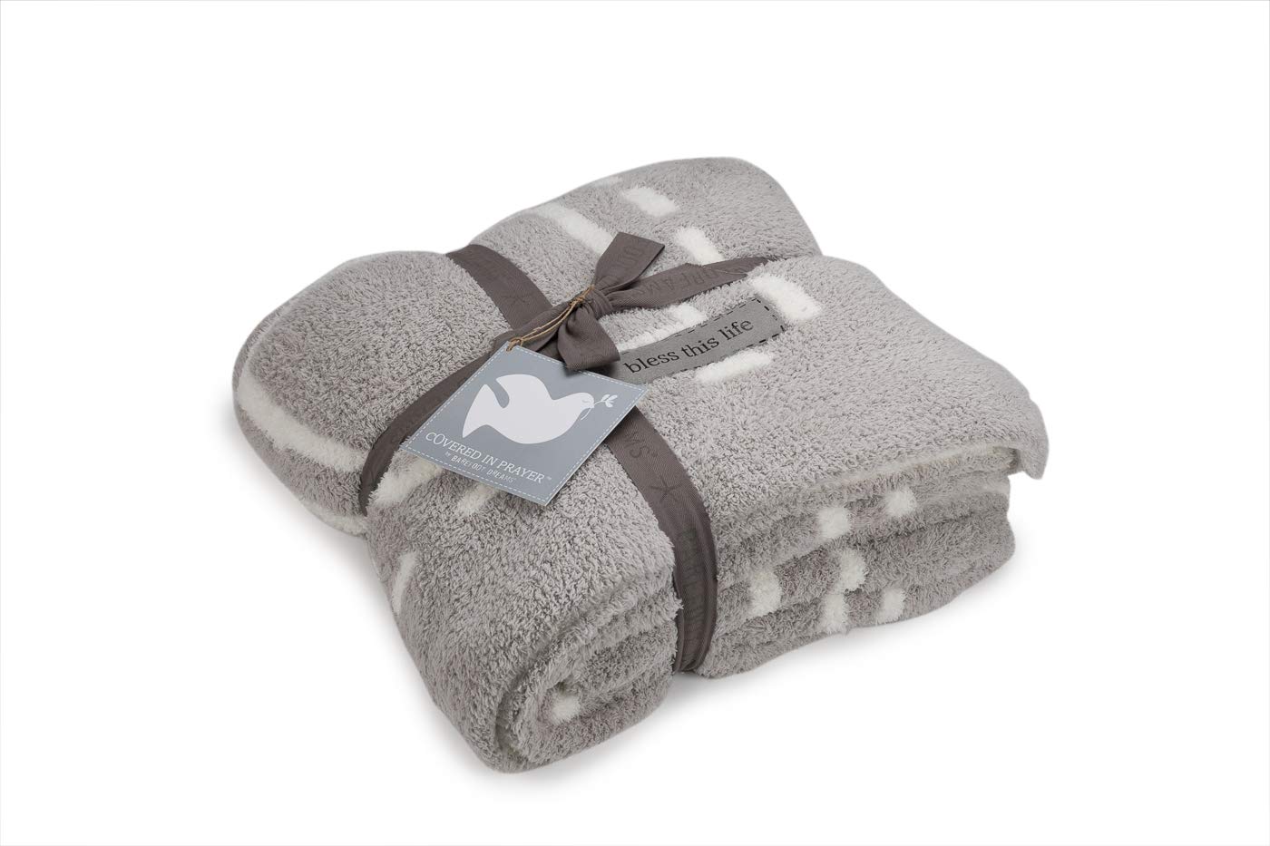 Covered in Prayer Reversible Throw Blanket, Oyster/Pearl Color