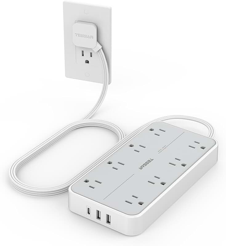 Power Strip with 8 Outlets and 3 USB Ports