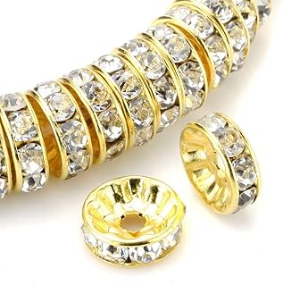 200pcs Clear AAA Crystal Rondelle Beads 10mm Gold Plated