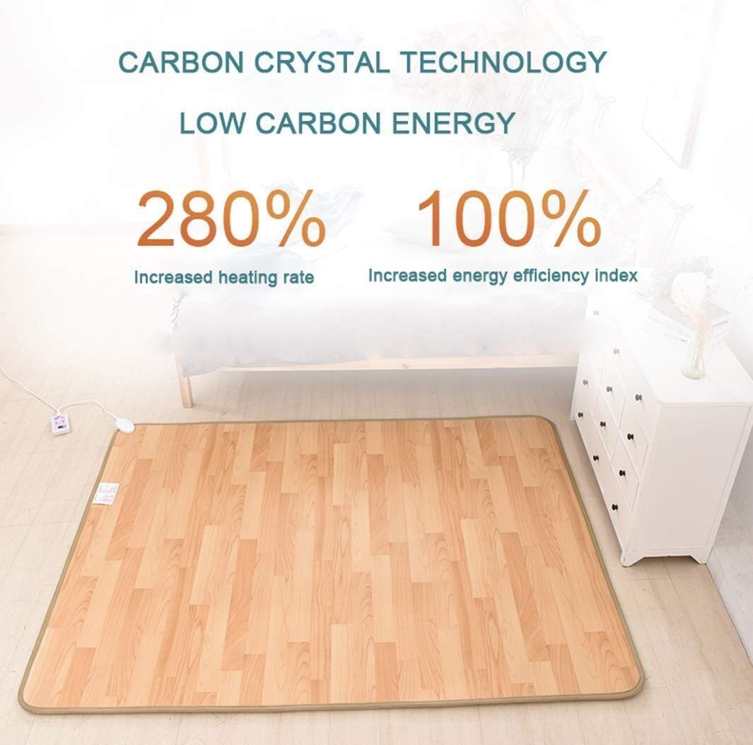 Heated Carpet Foot Warmer Feet, Electric Floor Rug Wood Stripe Carbon Crystal Heating Pads, Warming Heater in Winter 95 Color  B, Size  5035CM/19.6x13.7)