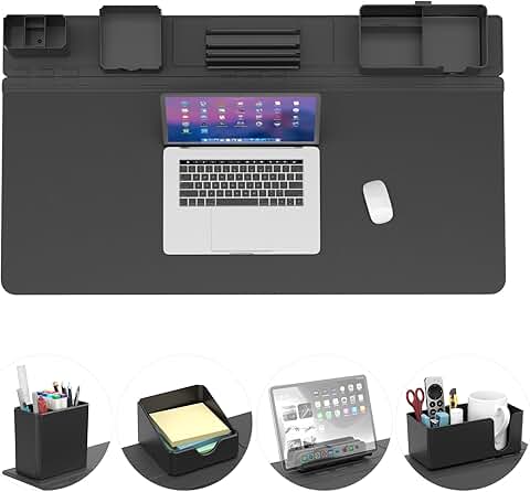 Large Desk Pad with Organizer and Storage Features