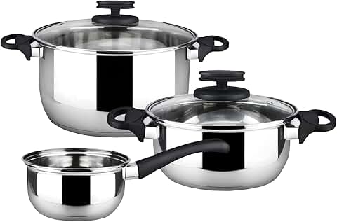 5-Piece Stainless Steel Cookware Set with Stockpot and Saucepan