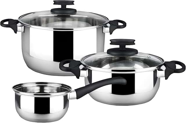 5-Piece Stainless Steel Cookware Set with Stockpot and Saucepan