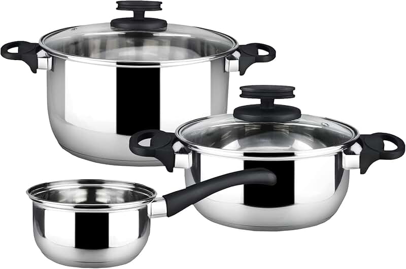 5-Piece Stainless Steel Cookware Set with Stockpot and Saucepan