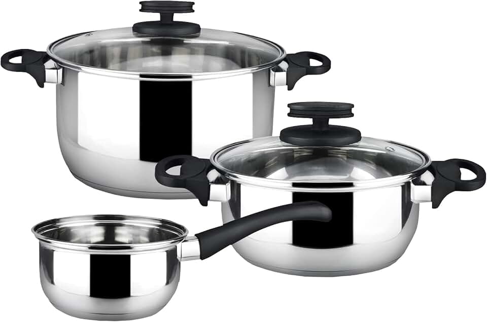 5-Piece Stainless Steel Cookware Set with Stockpot and Saucepan