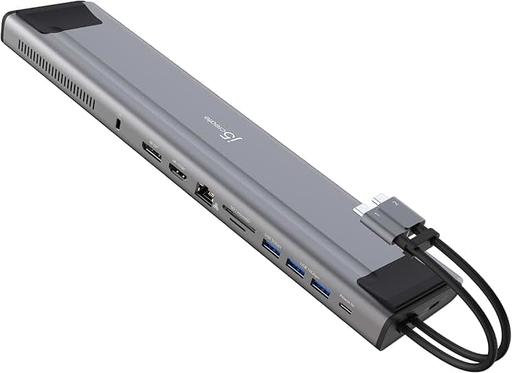 USB C Dual 4K Dock with SSD, HDMI, USB-A, Card Reader, Ethernet