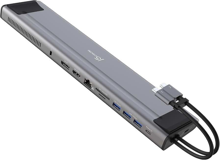 USB C Dual 4K Dock with SSD, HDMI, USB-A, Card Reader, Ethernet