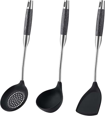 Silicone Wok Utensil Set with Ladle and Skimmer