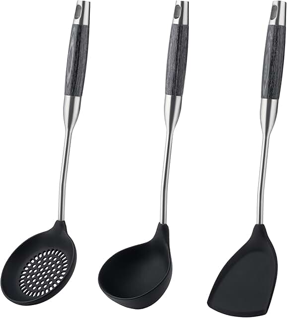 Silicone Wok Utensil Set with Ladle and Skimmer