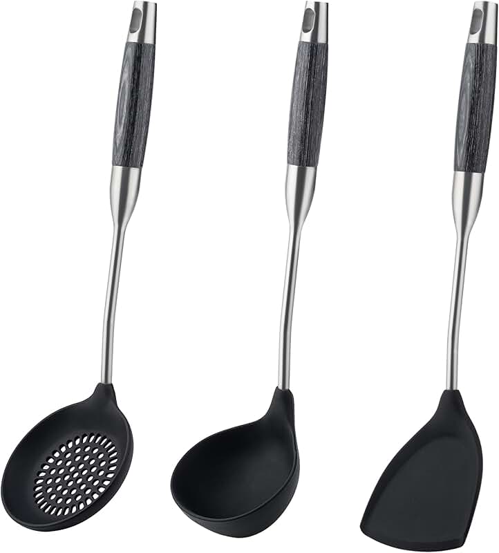Silicone Wok Utensil Set with Ladle and Skimmer