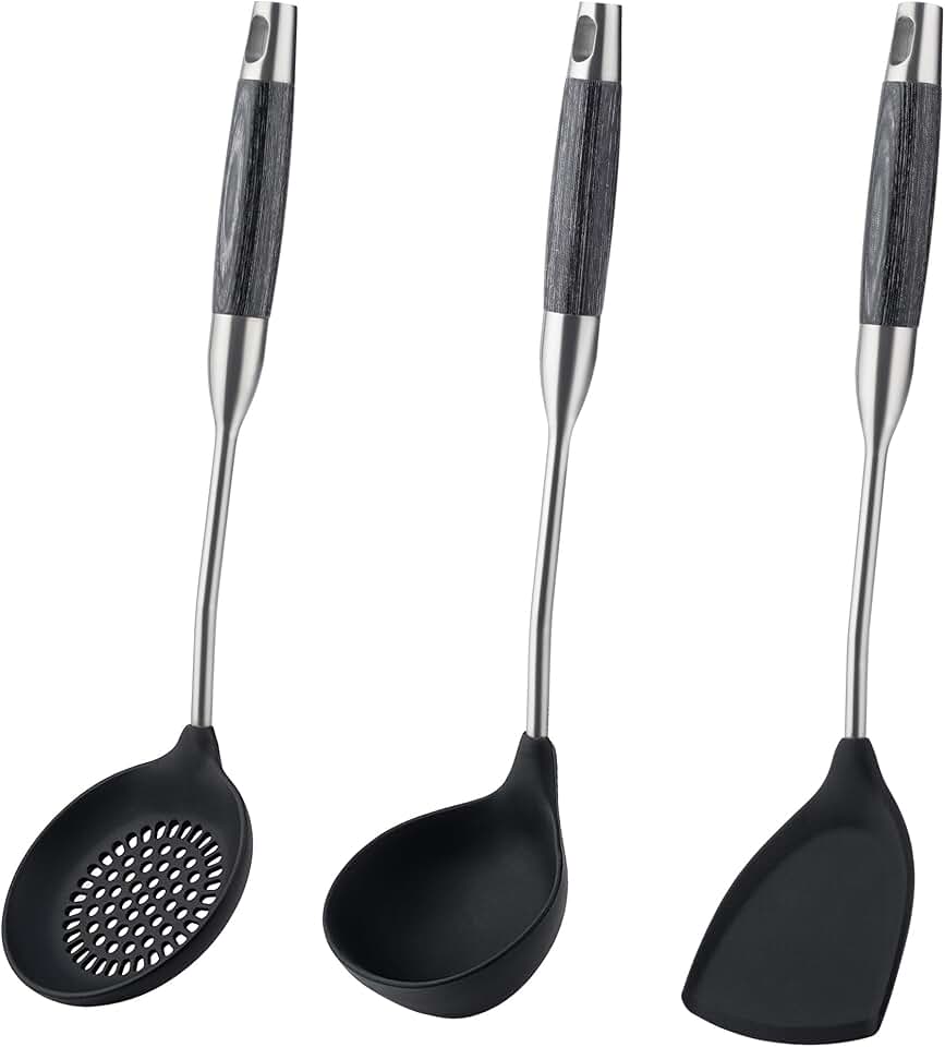 Silicone Wok Utensil Set with Ladle and Skimmer