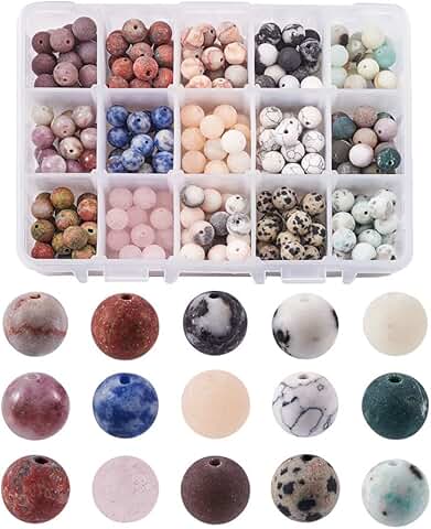 300pcs 8mm Natural Round Gemstone Beads for Jewelry Making
