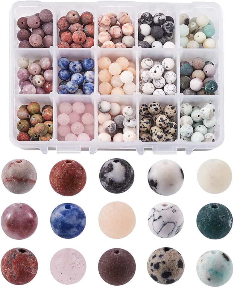 300pcs 8mm Natural Round Gemstone Beads for Jewelry Making