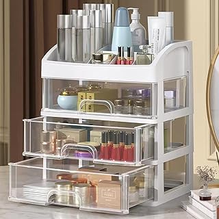 White 3-Drawer Makeup Organizer and Storage Box